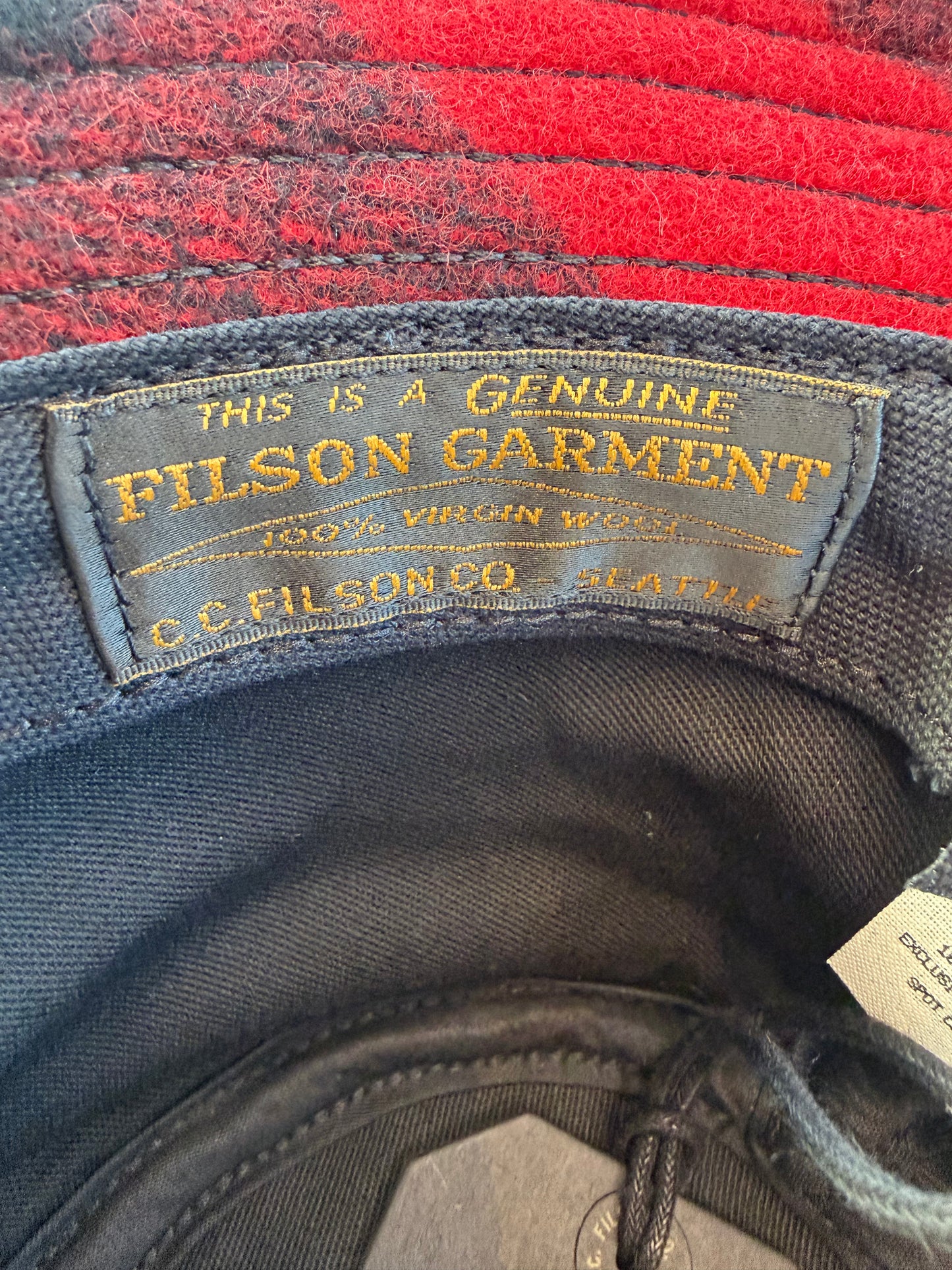 Filson Wool Packer Hat Large Red/Black Buffalo Mens NEW Fedora Made USA