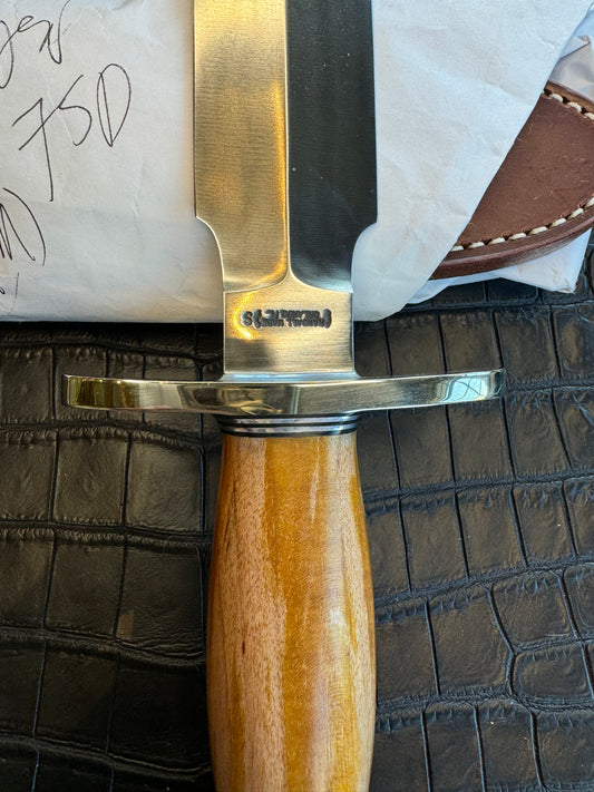 New in Paper Randall Knife Clinton Special TC Nickel Hilt Stainless Steel Cedar Wood Handle.