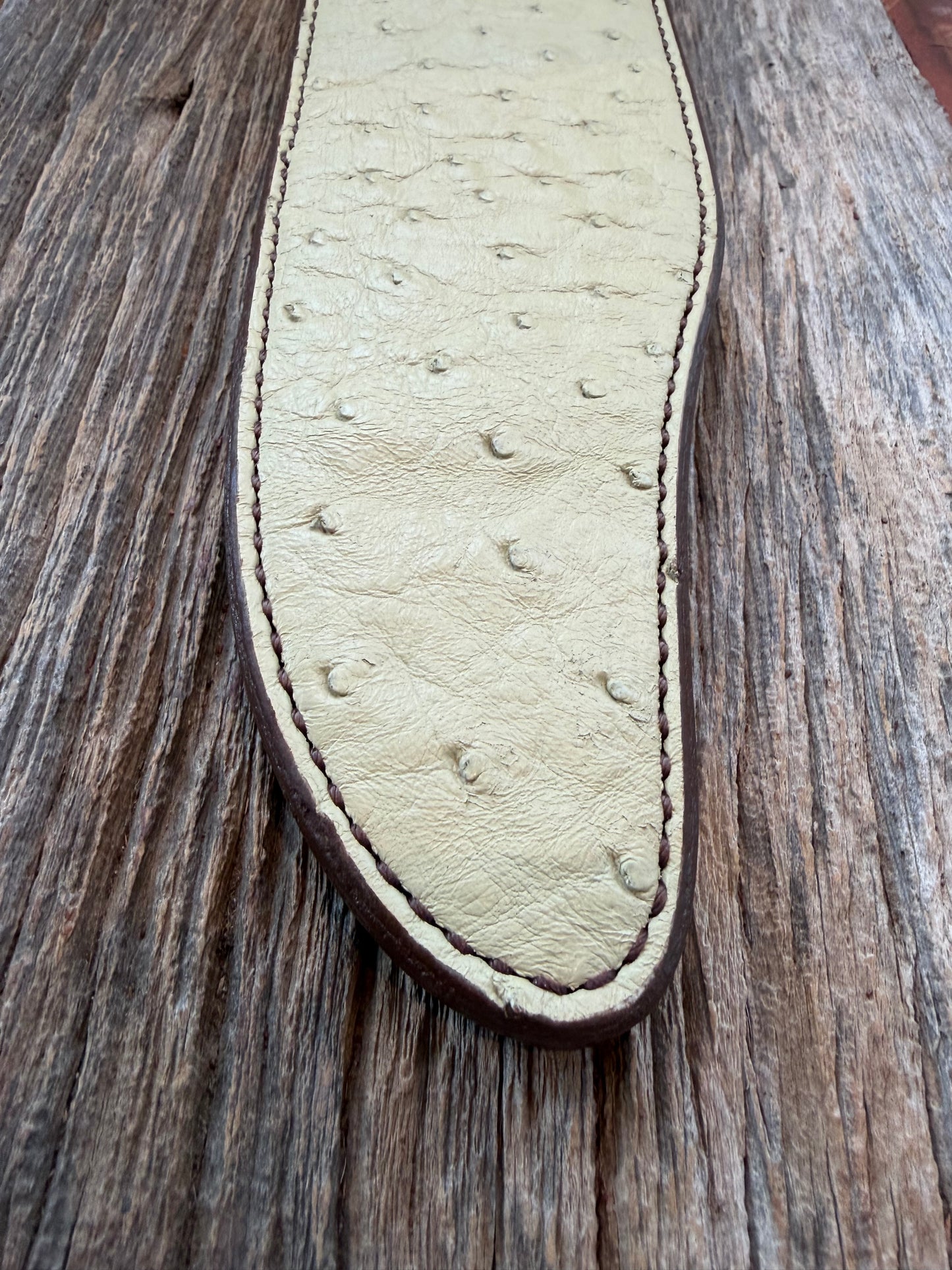 New Randall Model 12-11 Smithsonian “Smitty” Sheath in Exotic cream colored Ostrich Leg ( very rare) Custom Made at Sullivan’s by Gutcher.