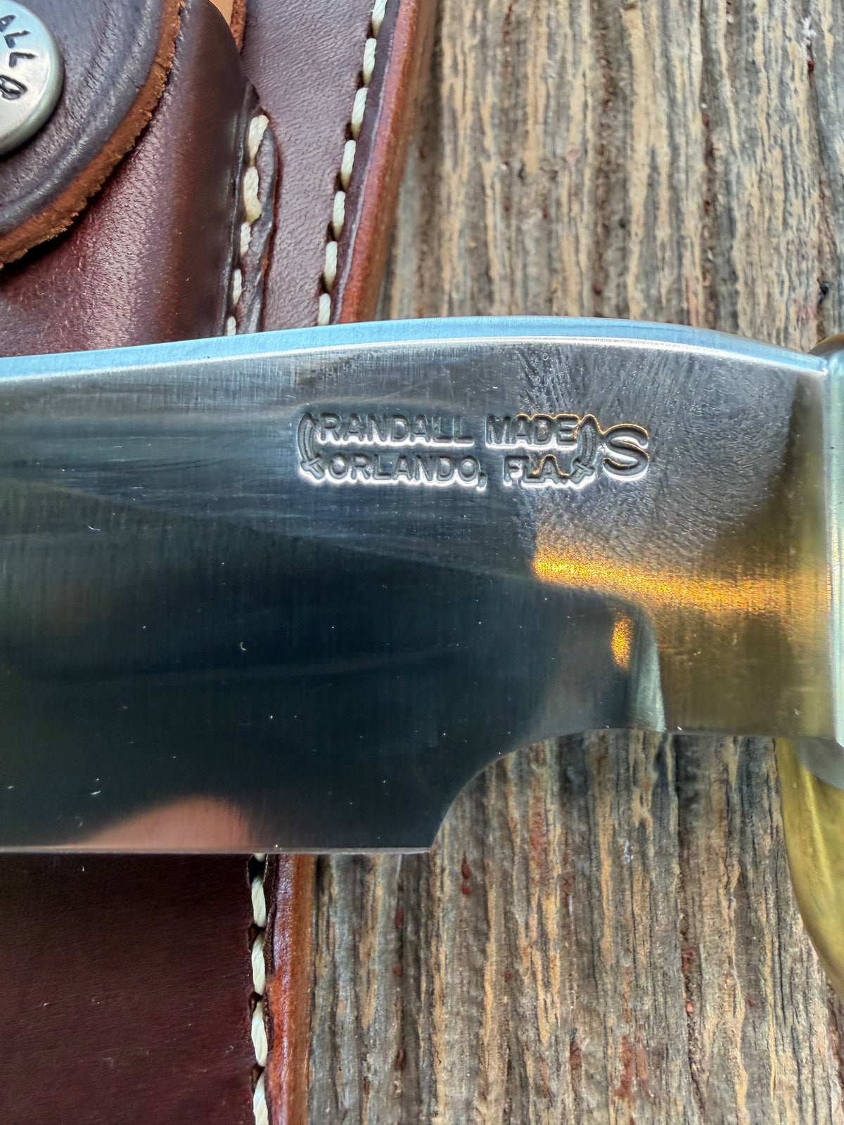 New Randall Made Knife Model 27-5 with a Stag handle, Stainless, brass single Hilt, red and aluminum spacers, loaded!!