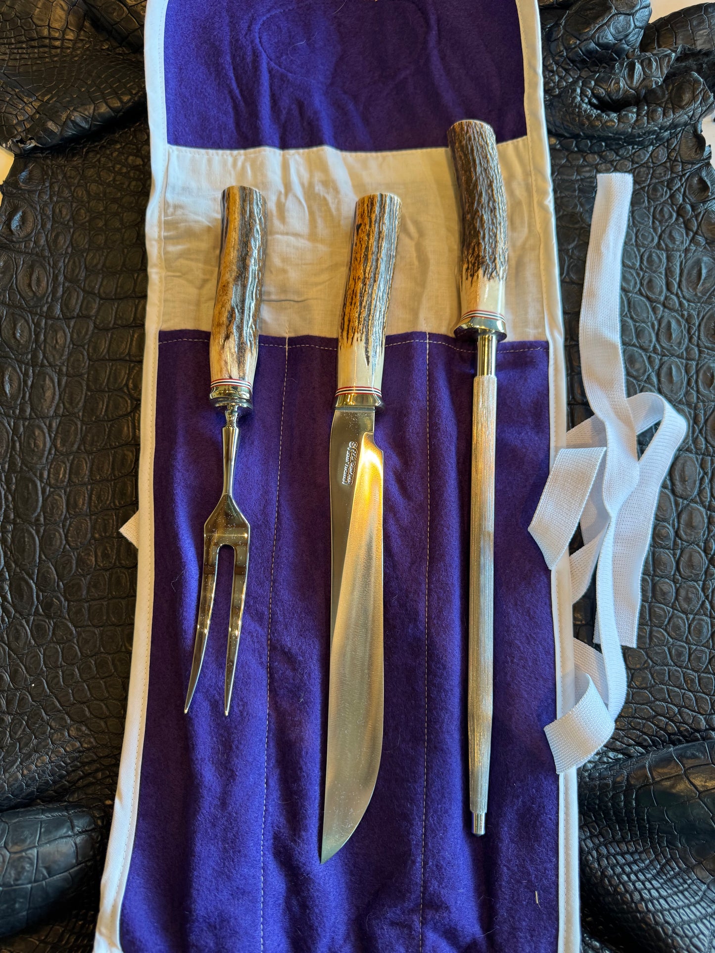 New Randall Carving set Model 6-9 STAG Red White Blue Spacers Stainless