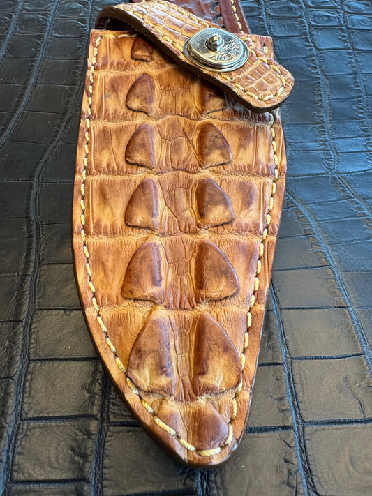 Randall Model 19-5 Exotic Rum Tan Crocodile Tail Sheath from Treeman.