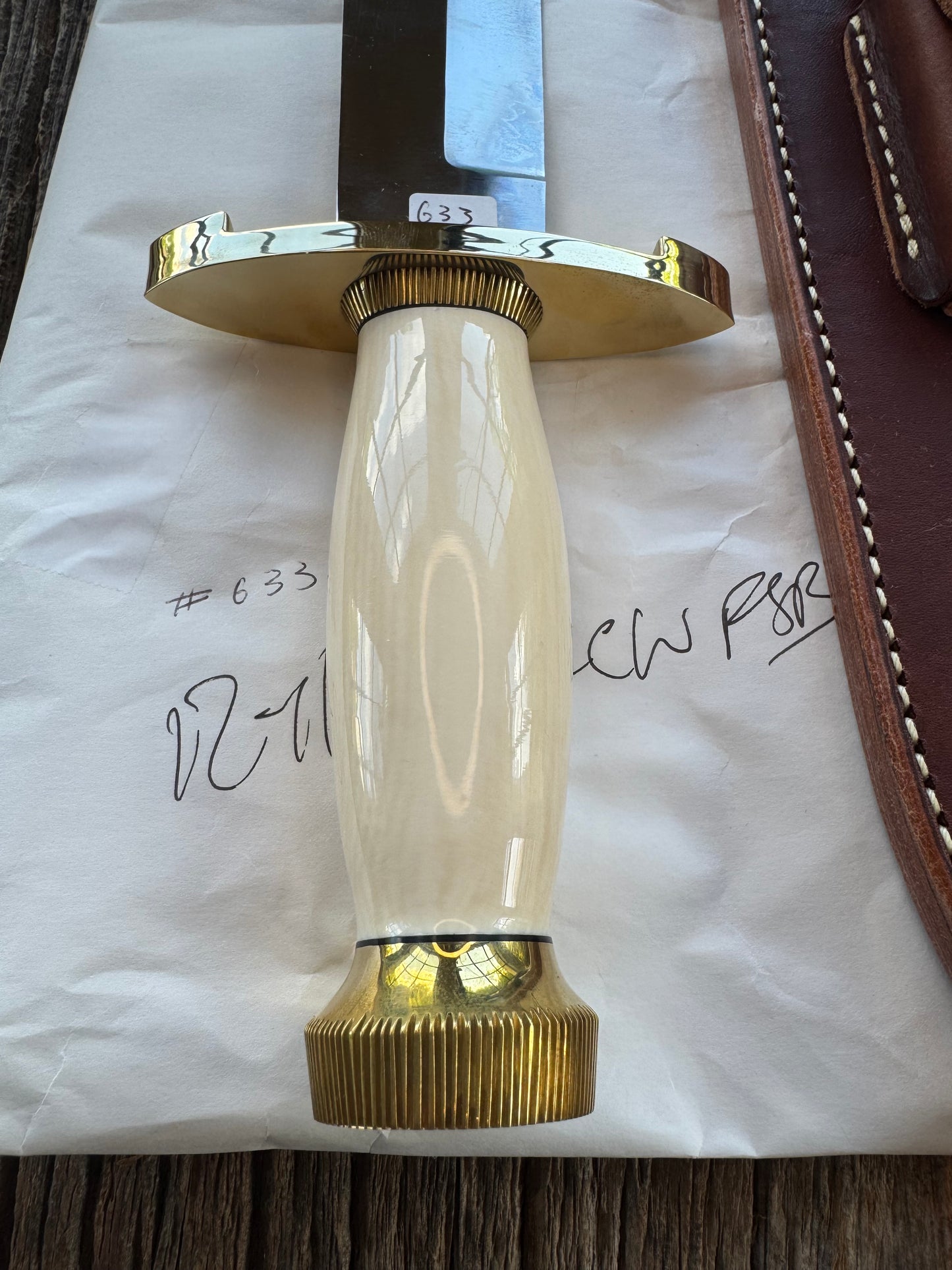 New in Paper Model 12-11 Confederate. Beautiful Dave Warthers Resin with a Brass Lugged hilt and Scalloped brass collar and scalloped coolie butt cap.