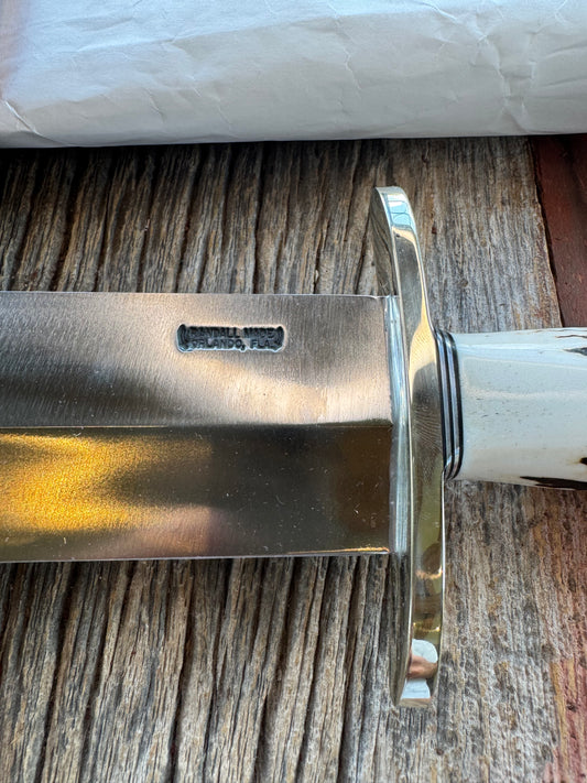 New in Paper Randall Model 12-11 Smithsonian “Smitty” in a Huge piece of Popcorn Stag. Nickel Silver Hilt and Butt plate.