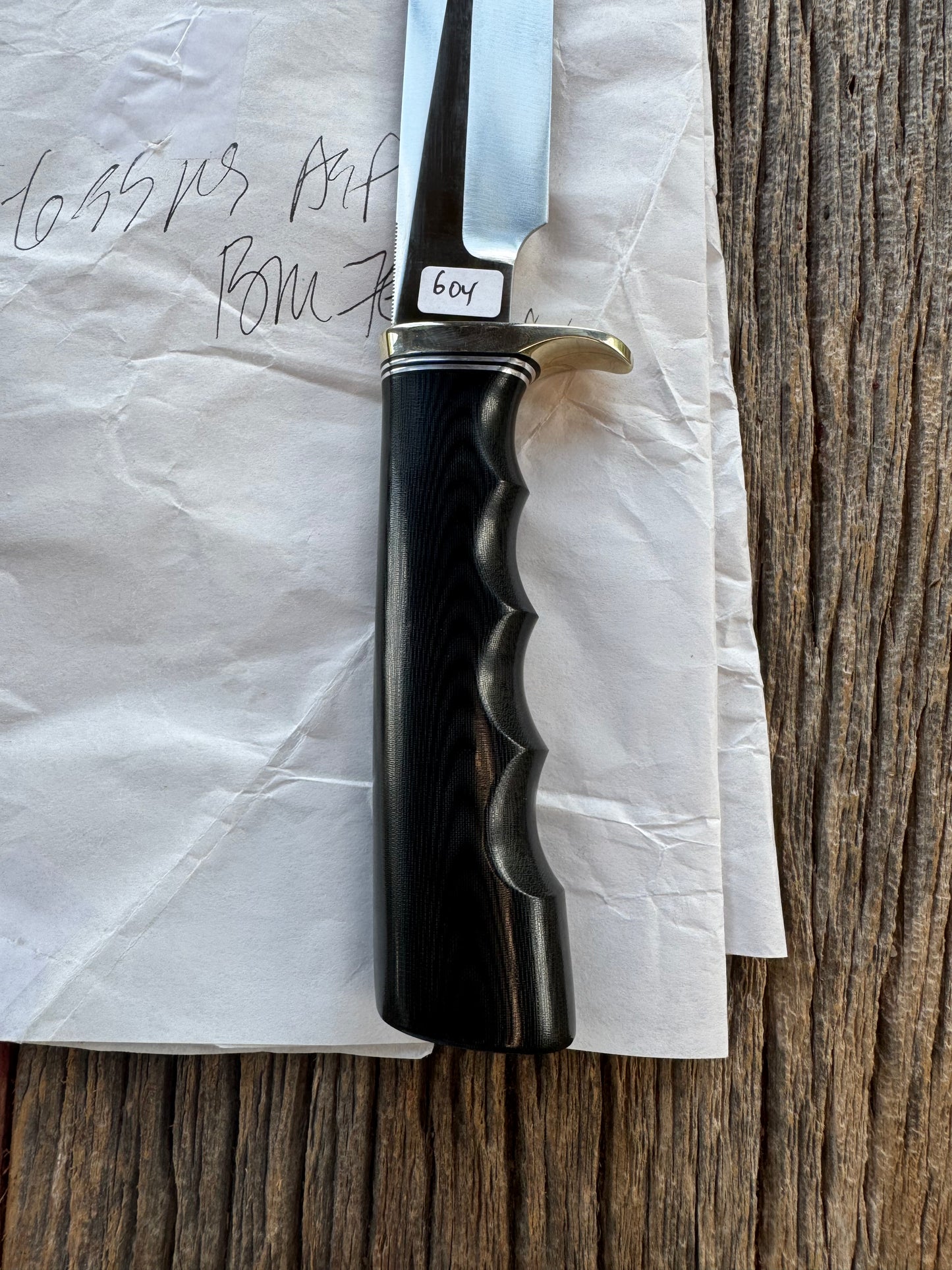 New in Paper Randall Knife Model 5-6 Black Micarta NSH , Finger grooves, Stainless