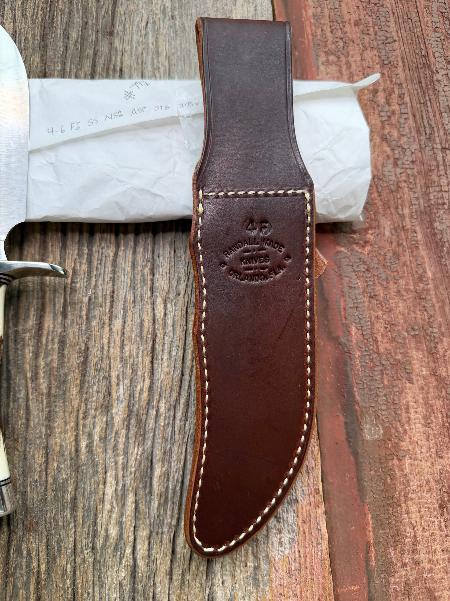 New in paper Randall Model 4-6F in a Stag Handle, Stainless Blade, NSH , BL and Al Spacers