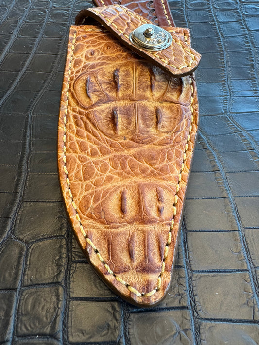 Randall Model 19-5 Exotic Rum Tan Crocodile Skull Top Sheath from Treeman.