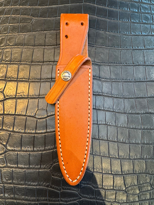 Randall Model 2-5C Sheath in Tan Leather made at Sullivans by Gutcher in Tampa Florida. Official sheath maker for Randall Knives.