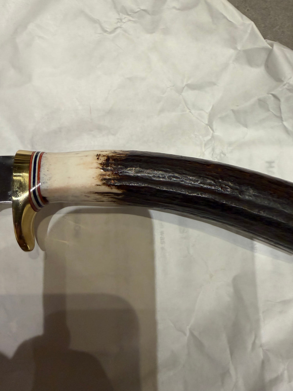 Randall Knife Model 26 Pathfinder ( new in paper) Stag, Red white and blue spacers, Lanyard, natural end.
