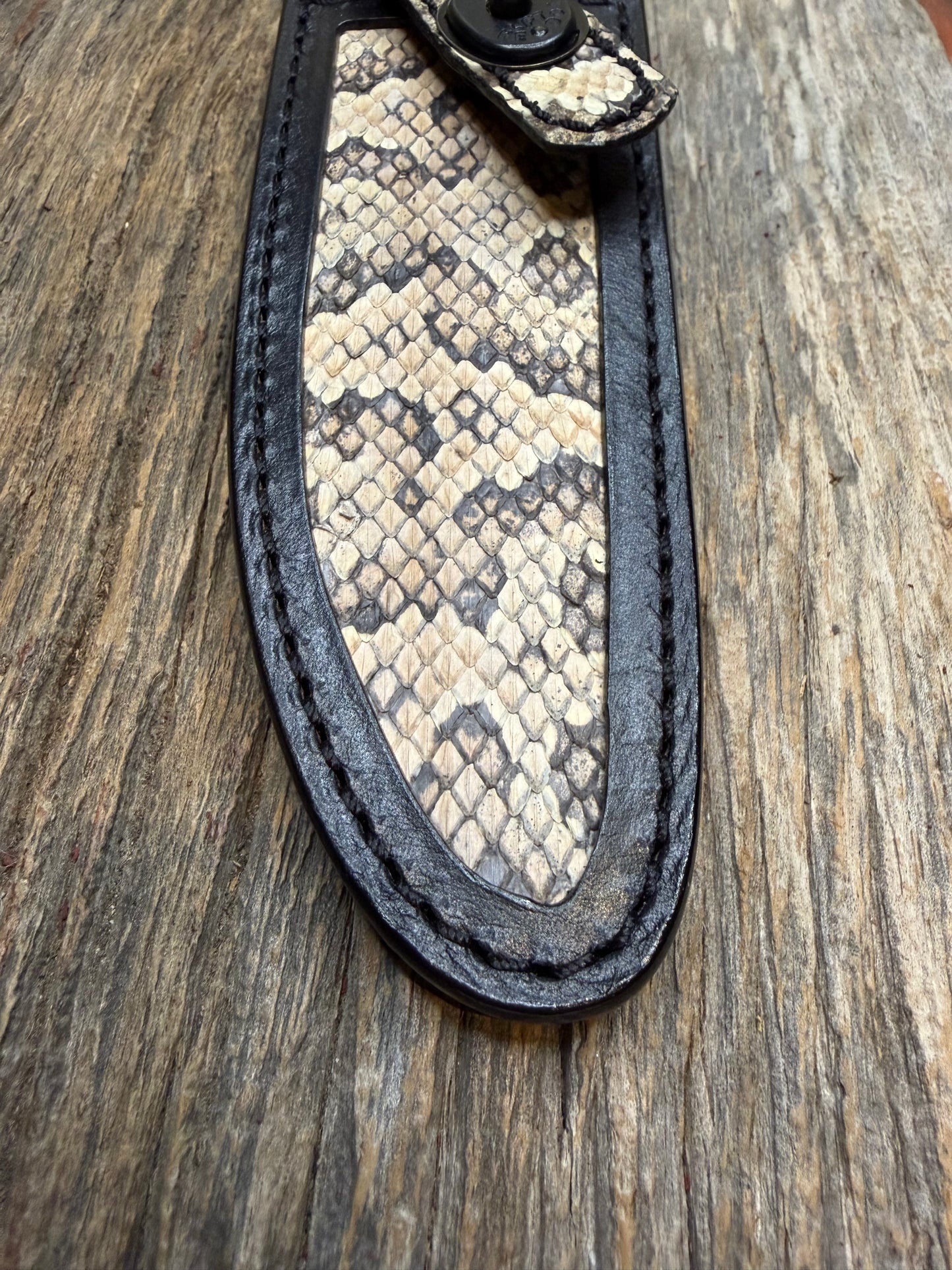 Randall Model Combat Companion Sheath in Exotic Eastern Copperhead from Treeman Sheaths.