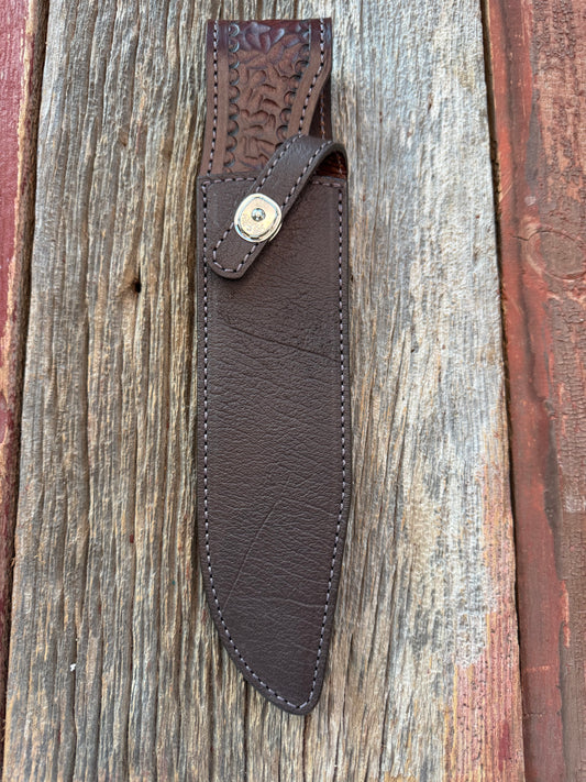 Randall Model 12-9 Sheath in Exotic Cape Buffalo in Dark Brown Leather from Treeman.