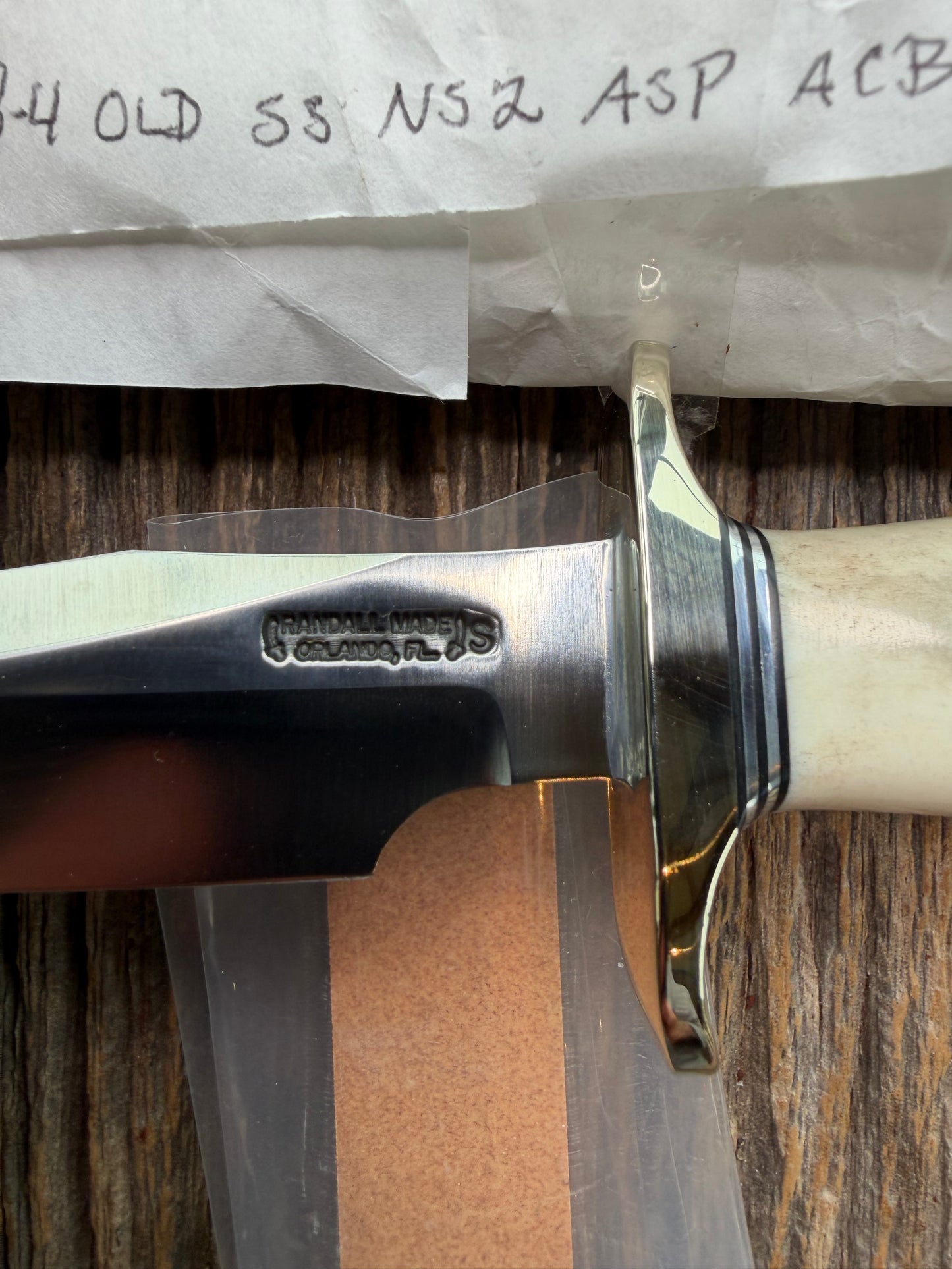 New in Paper Randall Knife Model #8-4 Old Style Trout And Bird Stag Handle, Stainless steel, Lanyard.