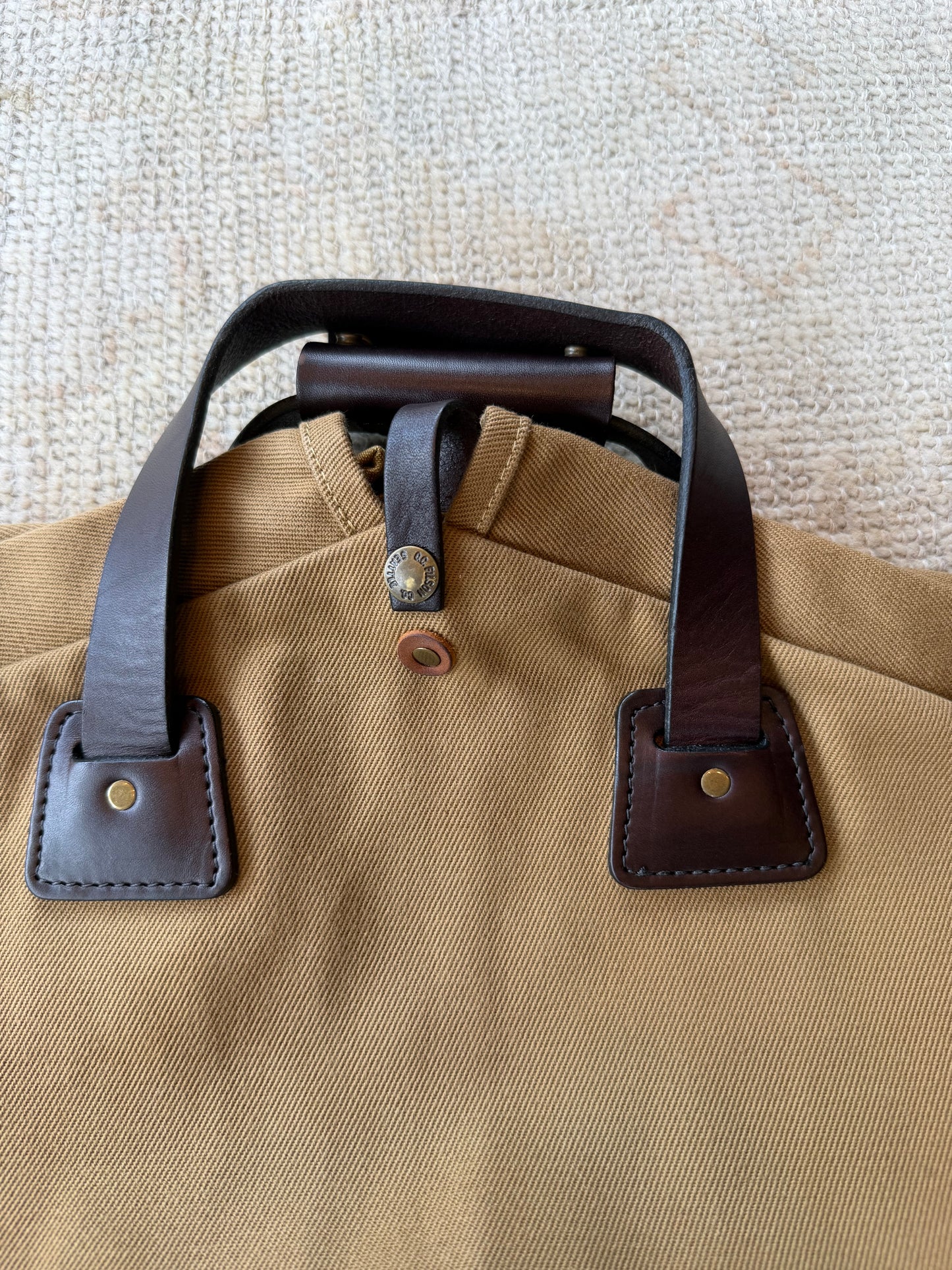 Filson Suit Cover Garment Bag Travel Rare Dark Tan Canvas Leather #70271 NWOT