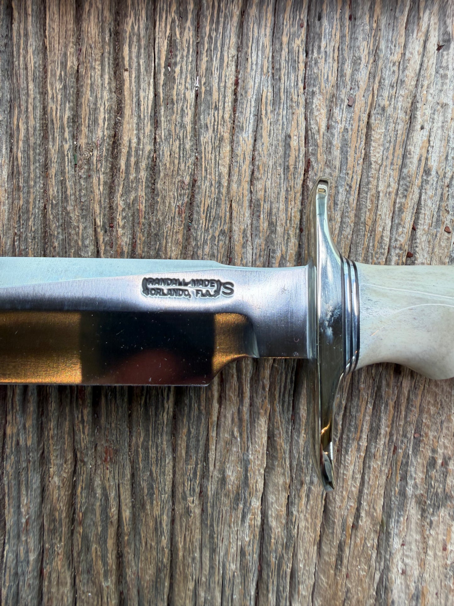New in Paper Randall Made Knife Model 1-7 Stag with finger grooves handle, Stainless, Nickel silver Hilt, black and aluminum spacers, loaded!!