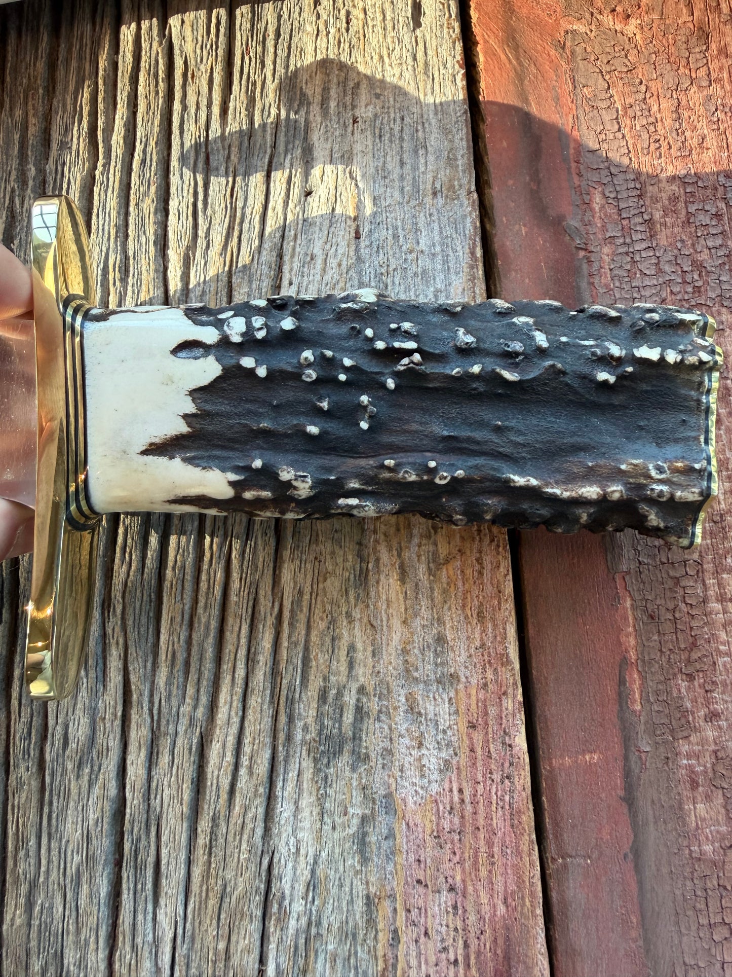 New in Paper Randall Model 12-11 Dealer Special Large Sasquatch with a Huge piece of Popcorn Stag, # 1114 Brass Hilt and butt cap.