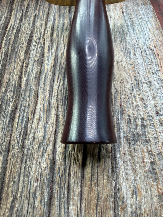 New in Paper Randall Model 12-6 Little Bear with a Maroon Micarta handle. Brass Hilt  and Brass collar Carbon steel, natural end.