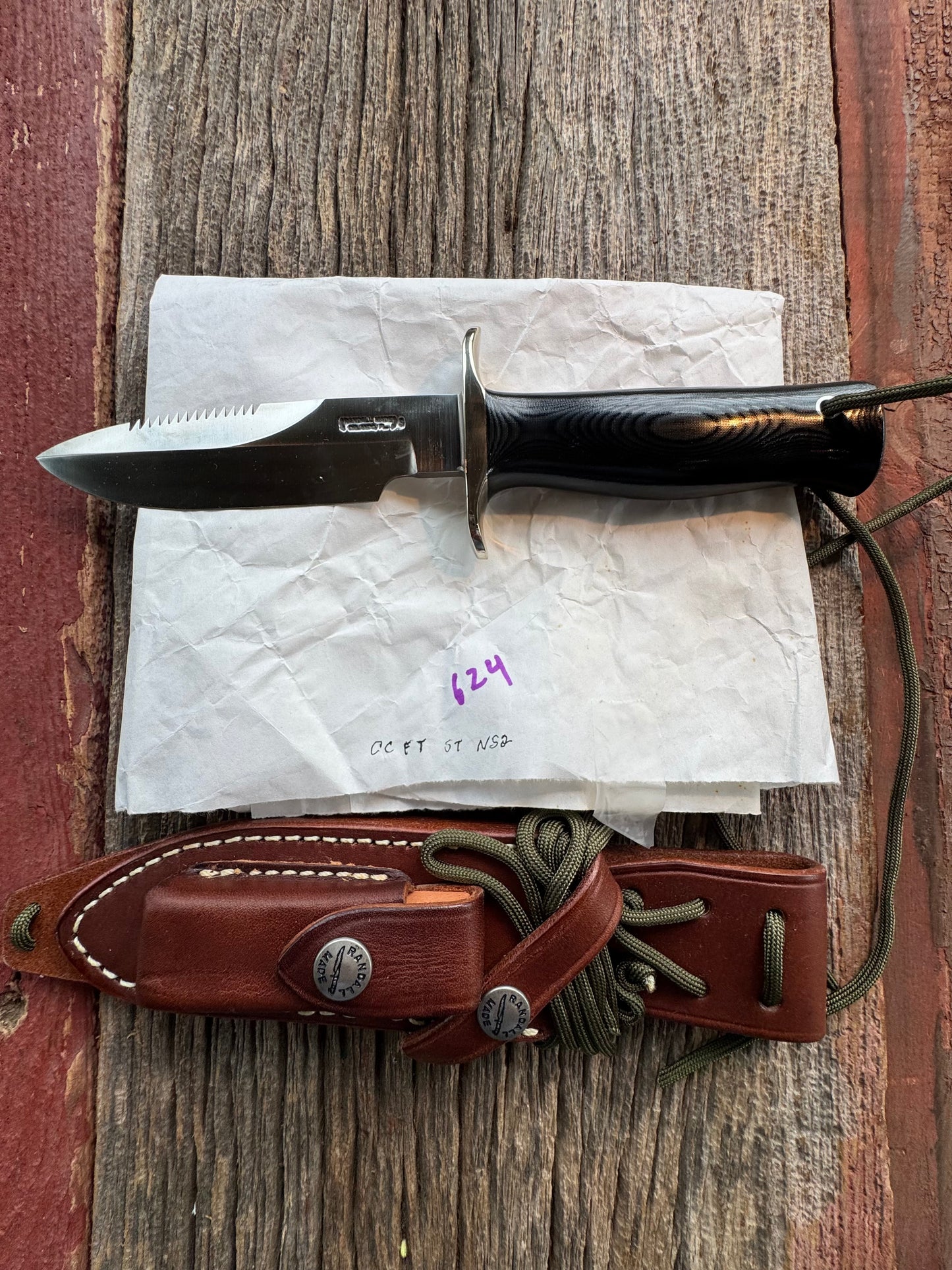 New in Paper Randall Knife Model Combat Companion Black Micarta Handle Stainless Steel, NSH and Sawteeth.