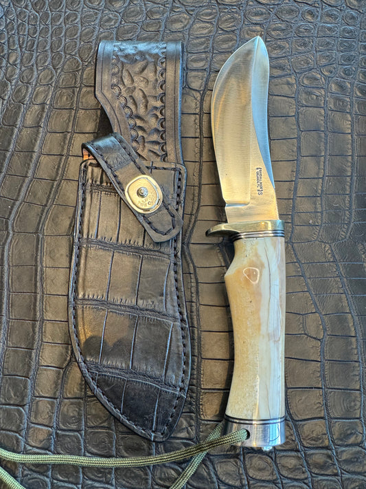 Randall Model RBS Rick Bowles Skinner Sheath in Exotic Black Crocodile Skin from Treeman. Sheath only