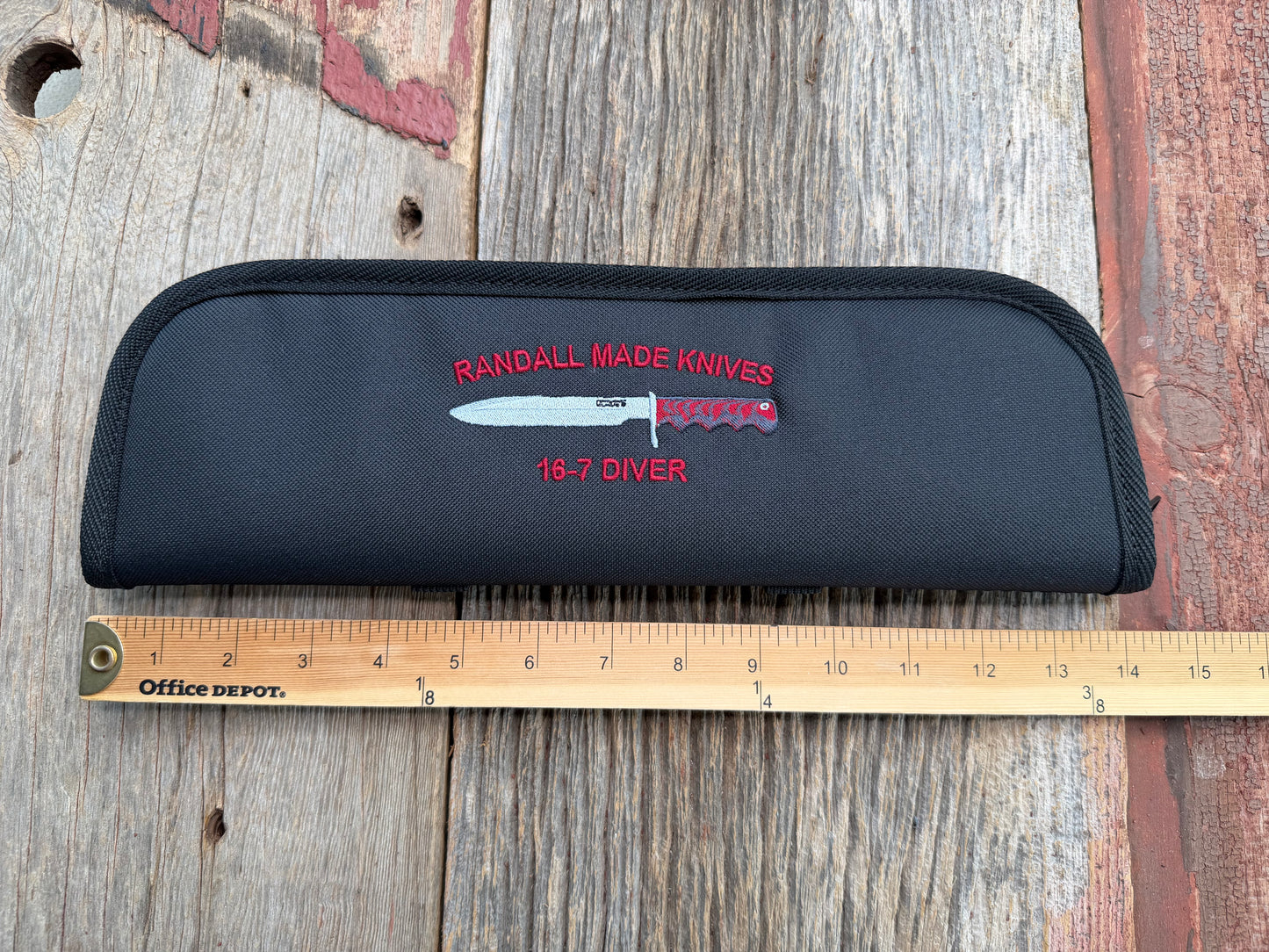 New Robbins Custom Knife case Randall Model 16-7 Diver Logo Silk threading 13 inch interior usable case