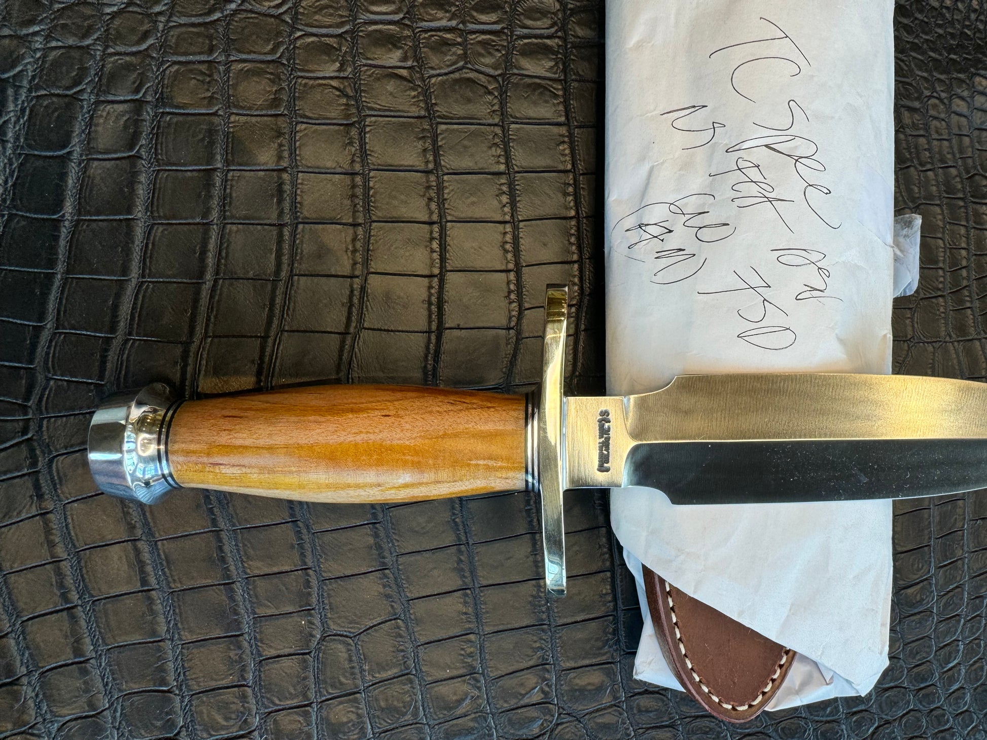 New in Paper Randall Knife Clinton Special TC Nickel Hilt Stainless Steel Cedar Wood Handle.