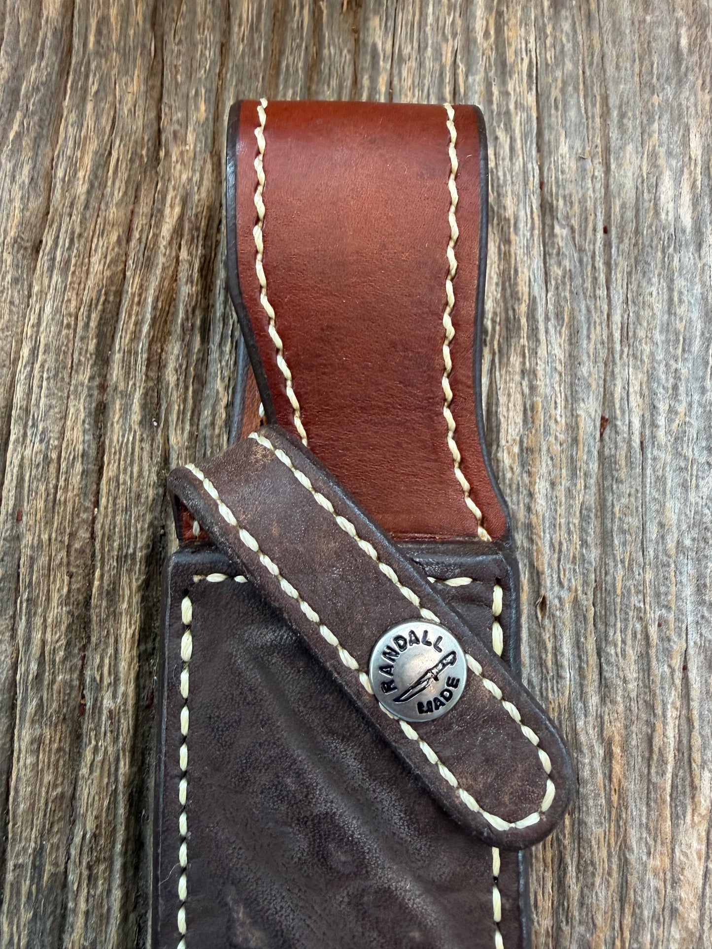 Randall Model 1-6, 5-6 Sheath in Exotic Brown Cape Buffalo Custom Made at Sullivan’s by Gutcher.