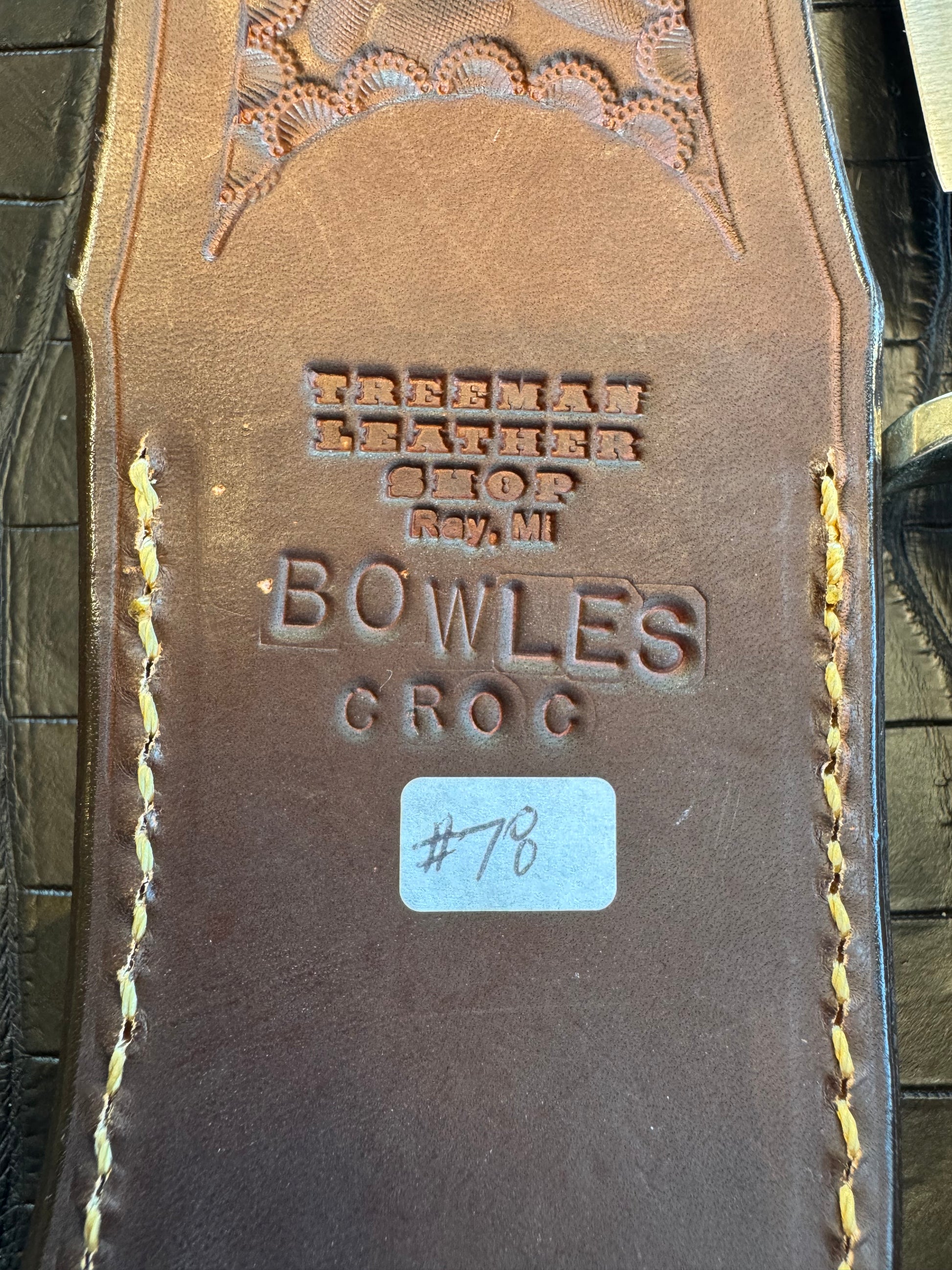 Randall Model Bowles Special Sheath in Exotic Brown Crocodile Skin from Treeman. Sheath only