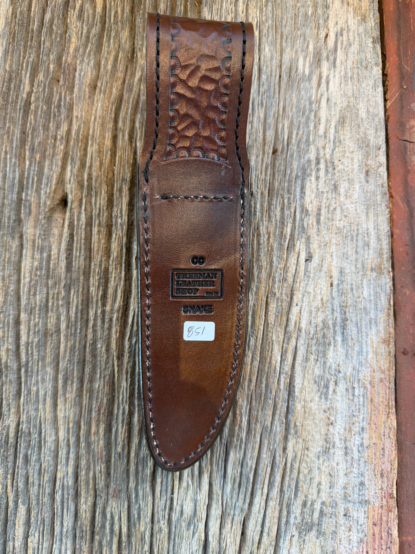 Randall Model Combat Companion Sheath in Exotic Prairie RattleSnake from Treeman Sheaths. Tremendous colors on this one.