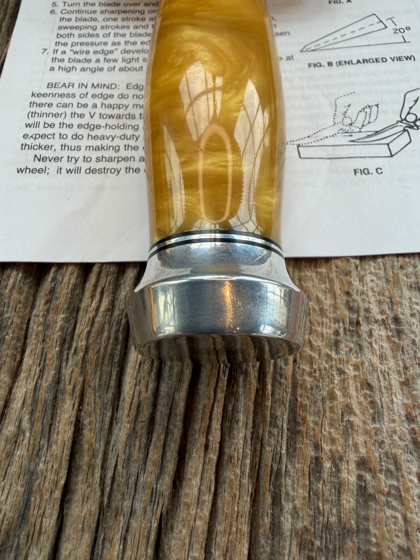 Randall Knife Model Clinton Special in Irradesent Poly Pearl, Stainless Steel, NSH and  Durilium Butt cap .