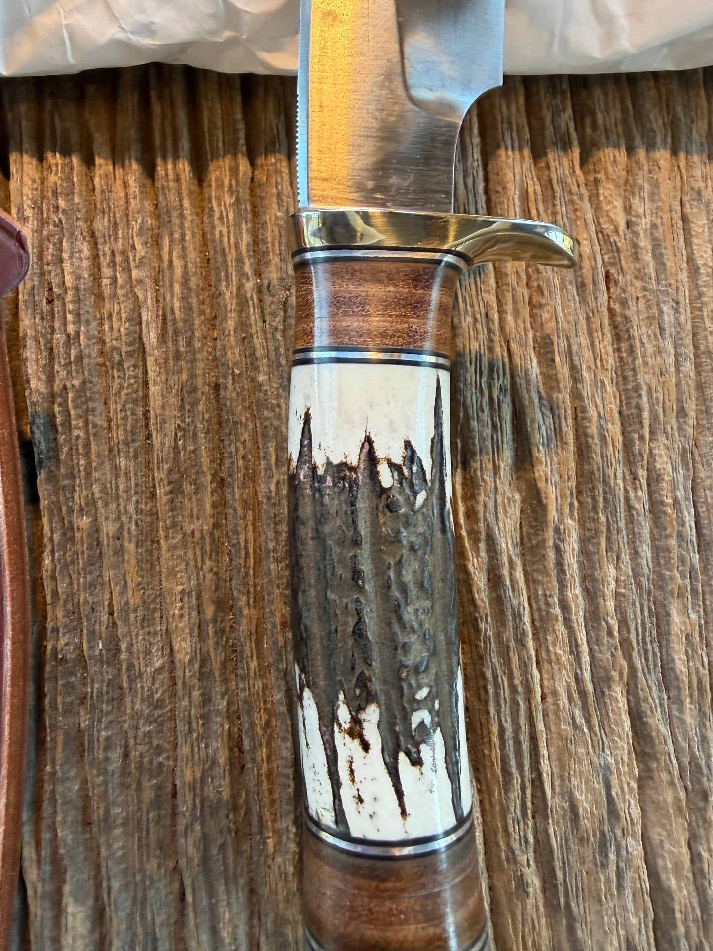 New in paper Randall Knife Model 25-6 Trapper in Stag Leather Handle Stainless Blade, NSH