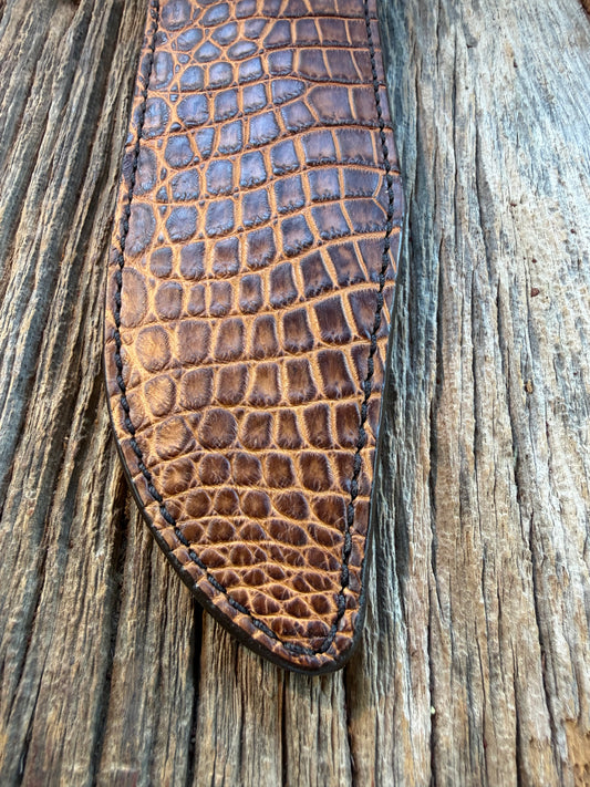 New Randall Model 12-9 Sheath in Exotic Tan Matte Crocodile from Treeman with the newest Black Canteen snap.