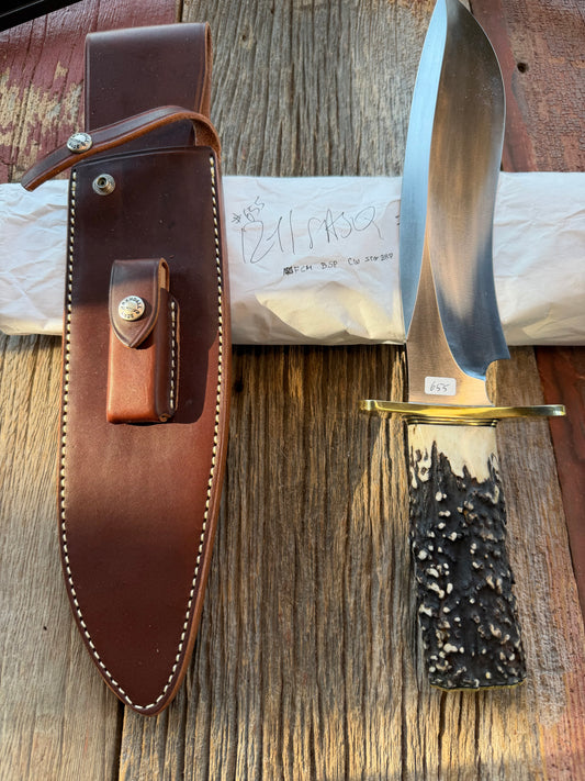 New in Paper Randall Model 12-11 Dealer Special Large Sasquatch with a Huge piece of Popcorn Stag, # 1114 Brass Hilt and butt cap.