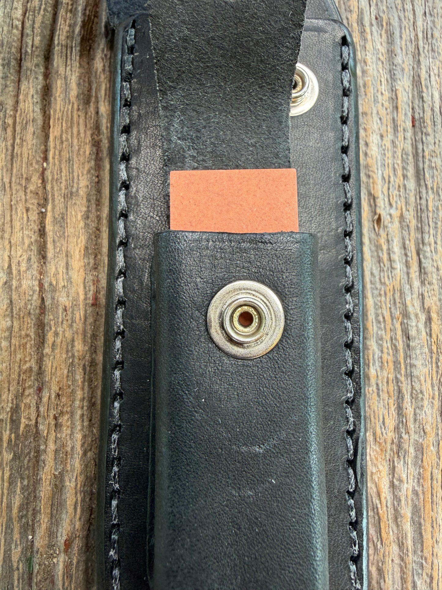 New Randall Sullivans by Gutcher Black Leather Knife Sheath Model 1-6 with Sharpening Stone.