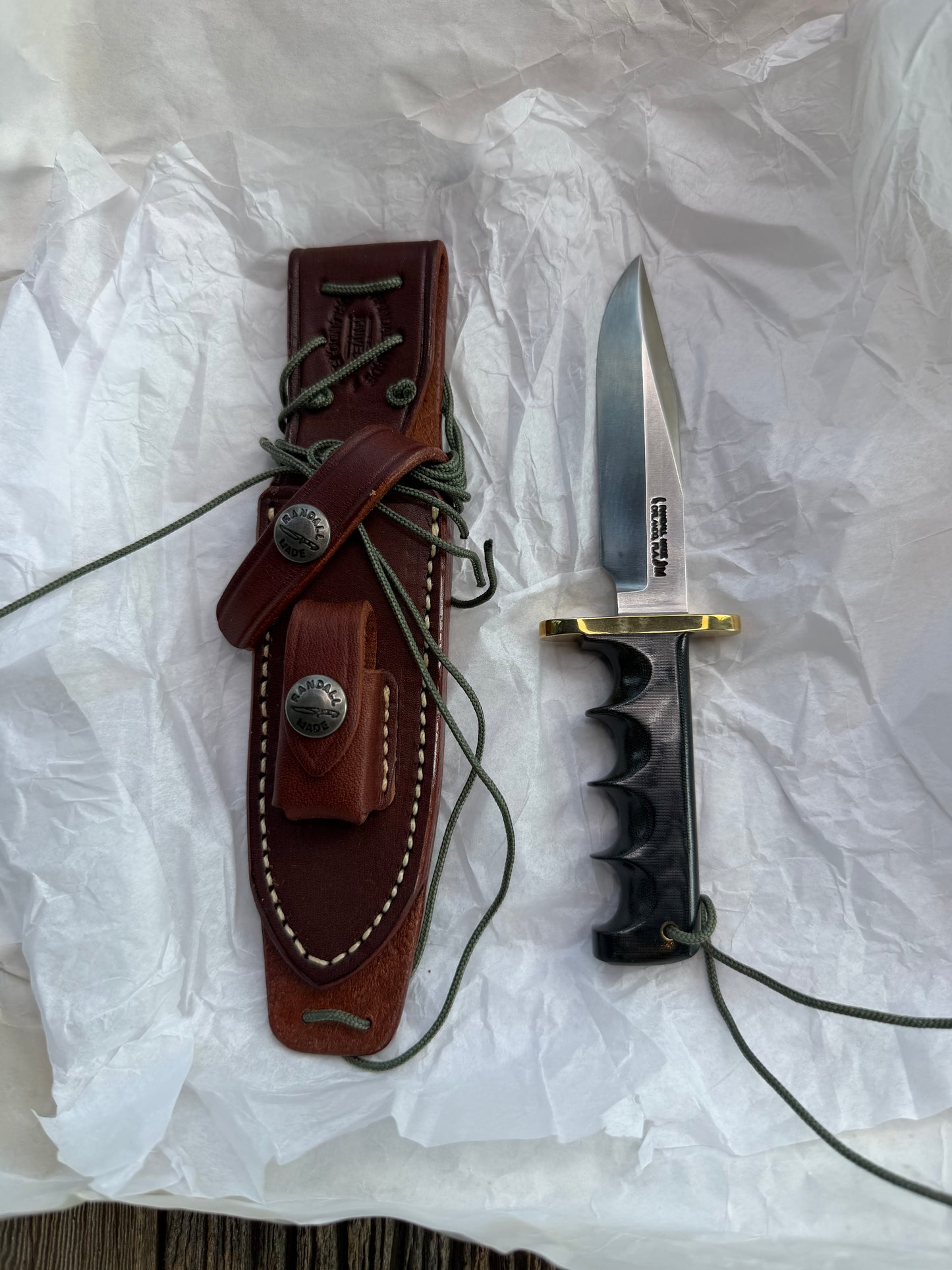 New Paper Randall Made Knife Mini Model 14 Attack Knife Black Micarta SN # 719