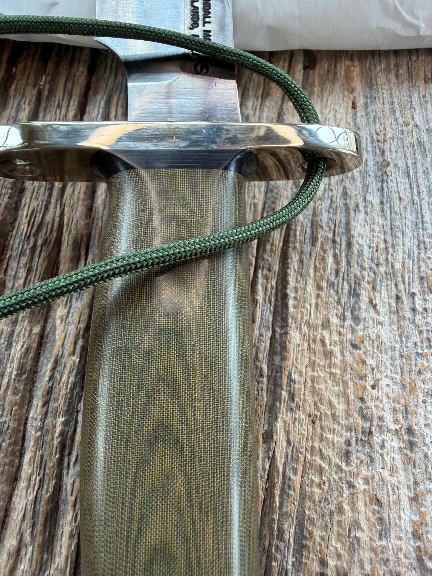 New Paper Randall Made Knife Model 12-6 Green Micarta Stainless Nickel Hilt