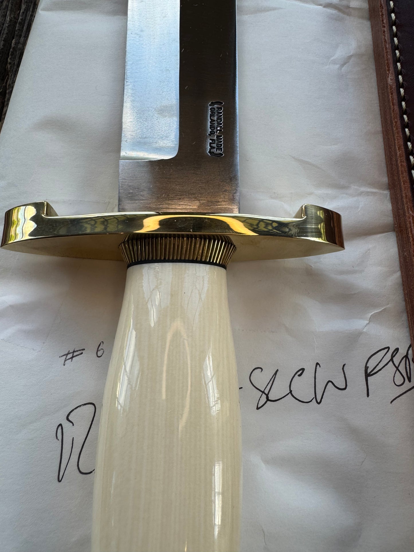 New in Paper Model 12-11 Confederate. Beautiful Dave Warthers Resin with a Brass Lugged hilt and Scalloped brass collar and scalloped coolie butt cap.