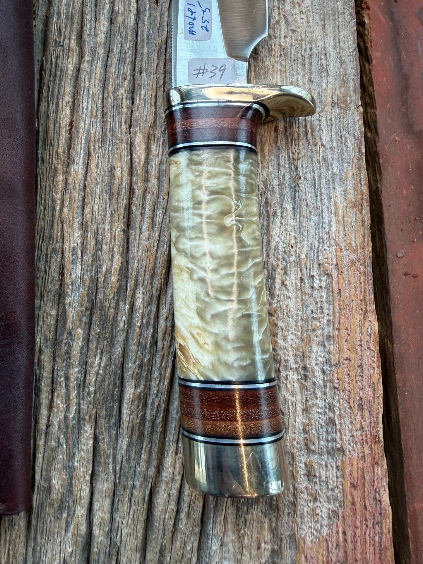 Randall Model 25-5 Trapper in Musk Ox and stacked Leather Stainless Steel NSH