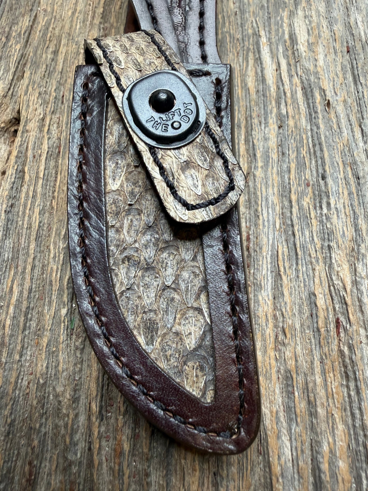 Randall Model 21 with Western Diamondback RattleSnake skin from Treeman Sheaths.