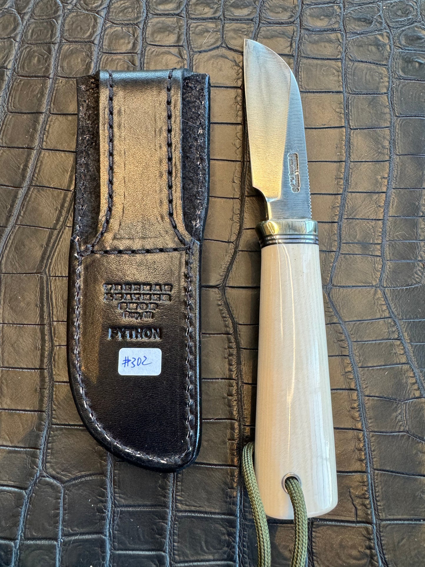 Randall Model Cattleman Exotic Black and White Python Sheath from Treeman.