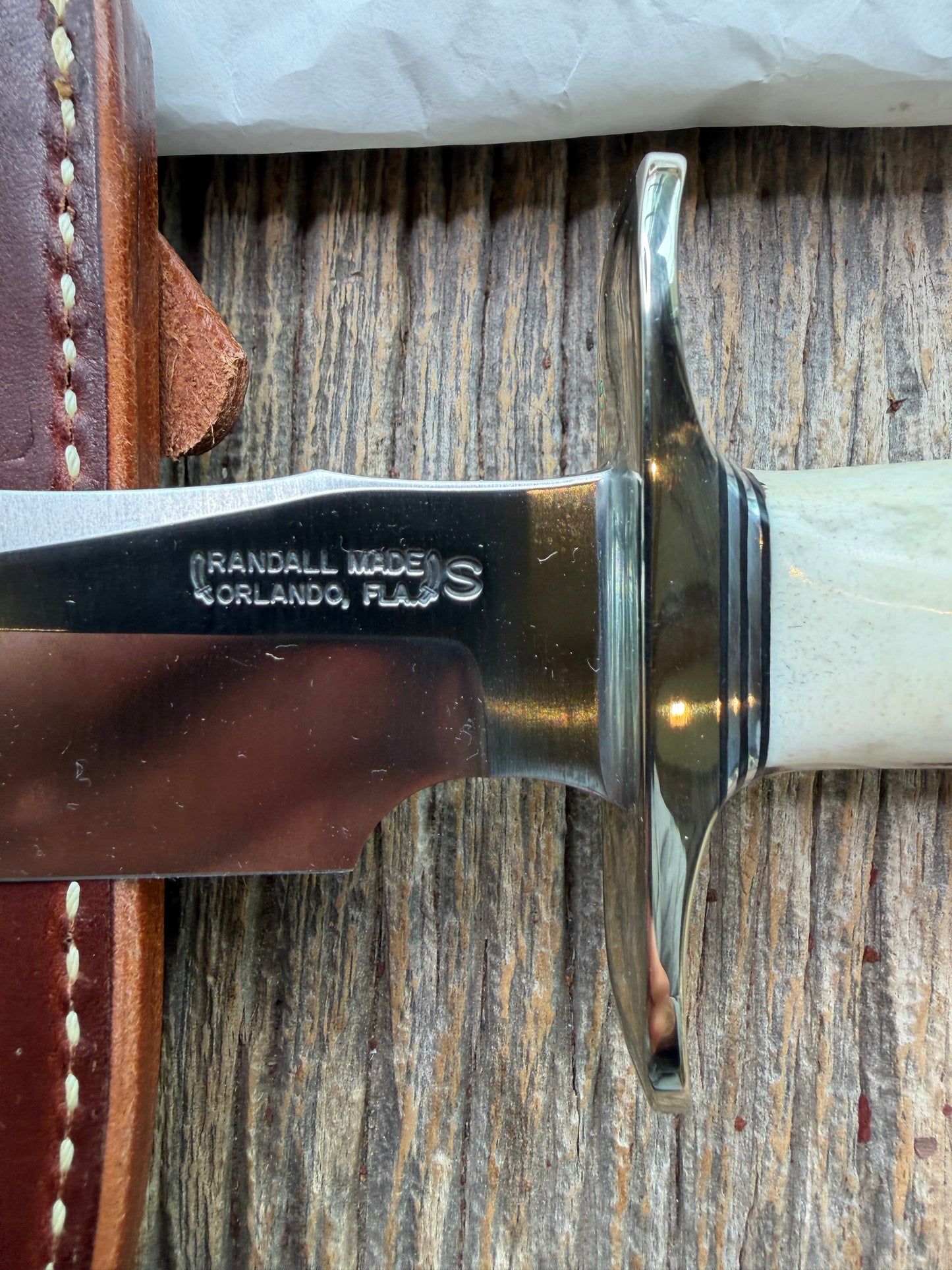 New in paper Randall Model 4-6F in a Stag Handle, Stainless Blade, NSH , BL and Al Spacers