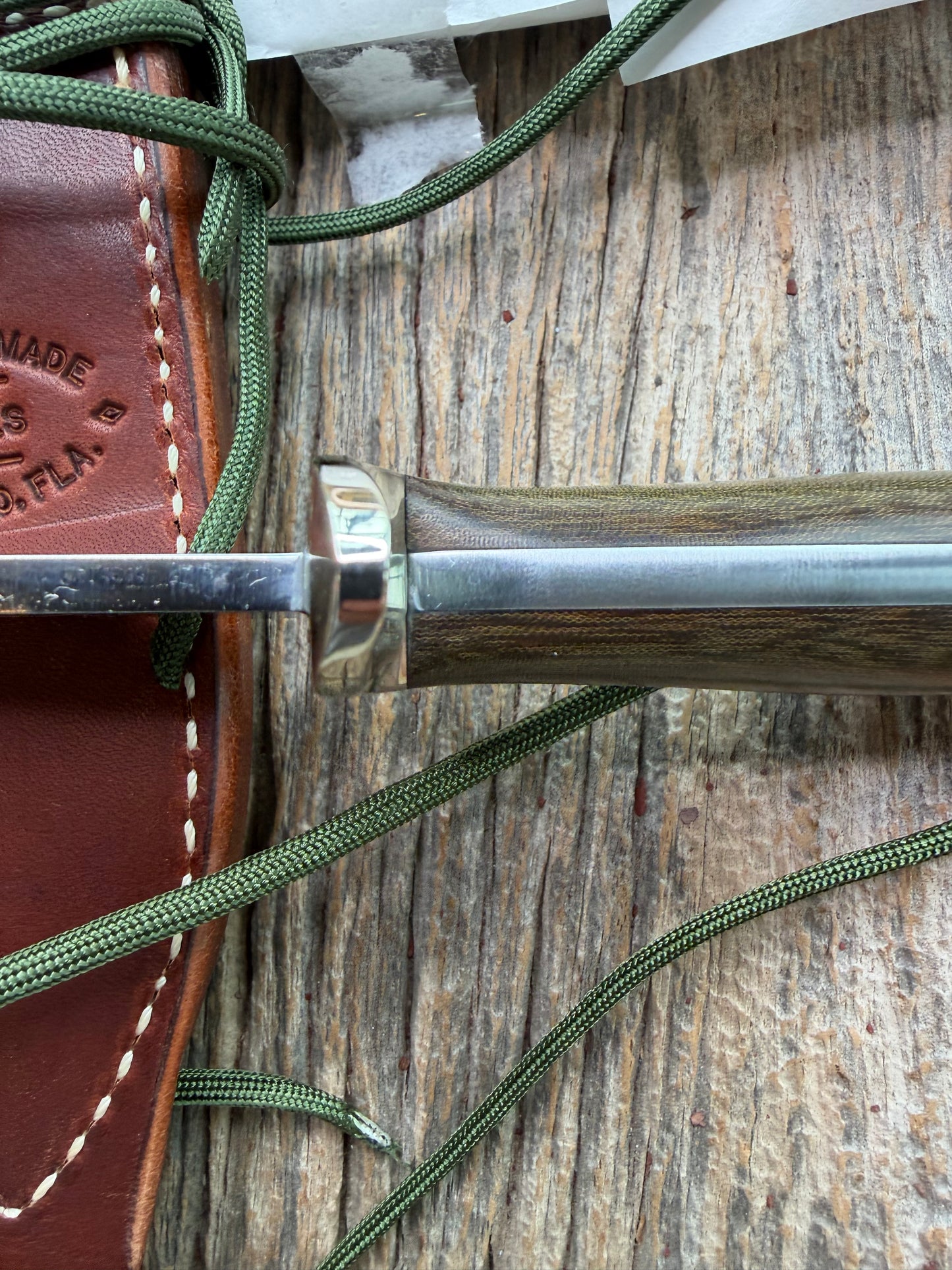 New in Paper Randall Knife Model Combat Companion Green Micarta Handle Stainless Steel, Nickel  Silcer Hilt, Lanyard. Sawteeth