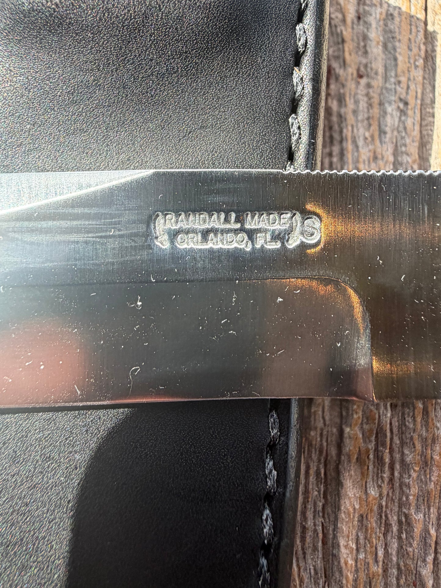New in Paper Randall Model “Gambler” 4 Inch in a Maroon Micarta handle, Nickel hilt, Stainless steel blade, rounded nickel silver butt cap.