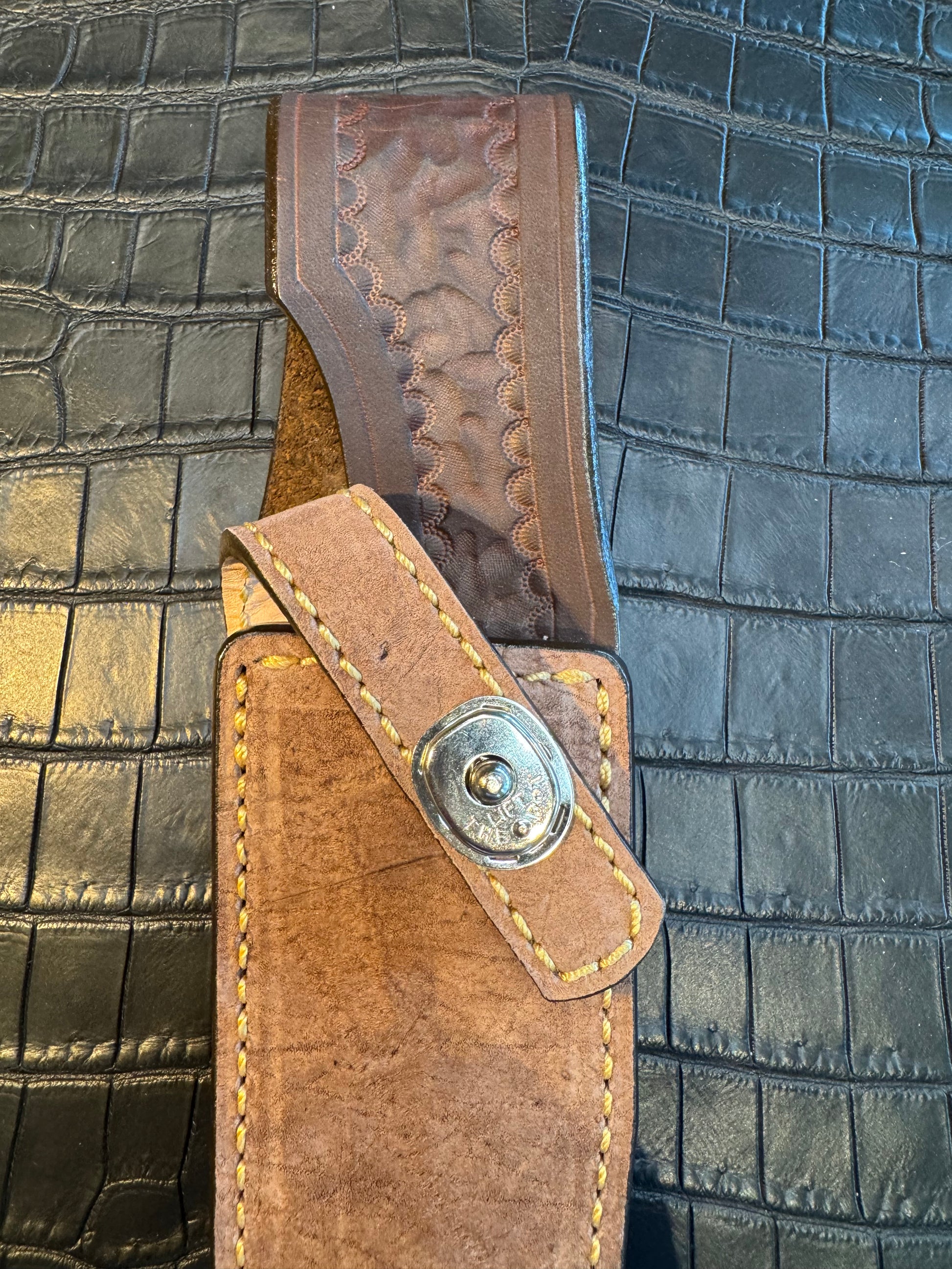 Randall Model 12-6 “Little Bear” in Exotic Sheath in Grey Hippo by Treeman.