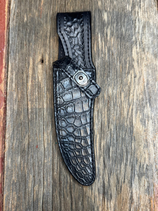 Randall Model 27 Sheath in Exotic Black Crocodile from Treeman.