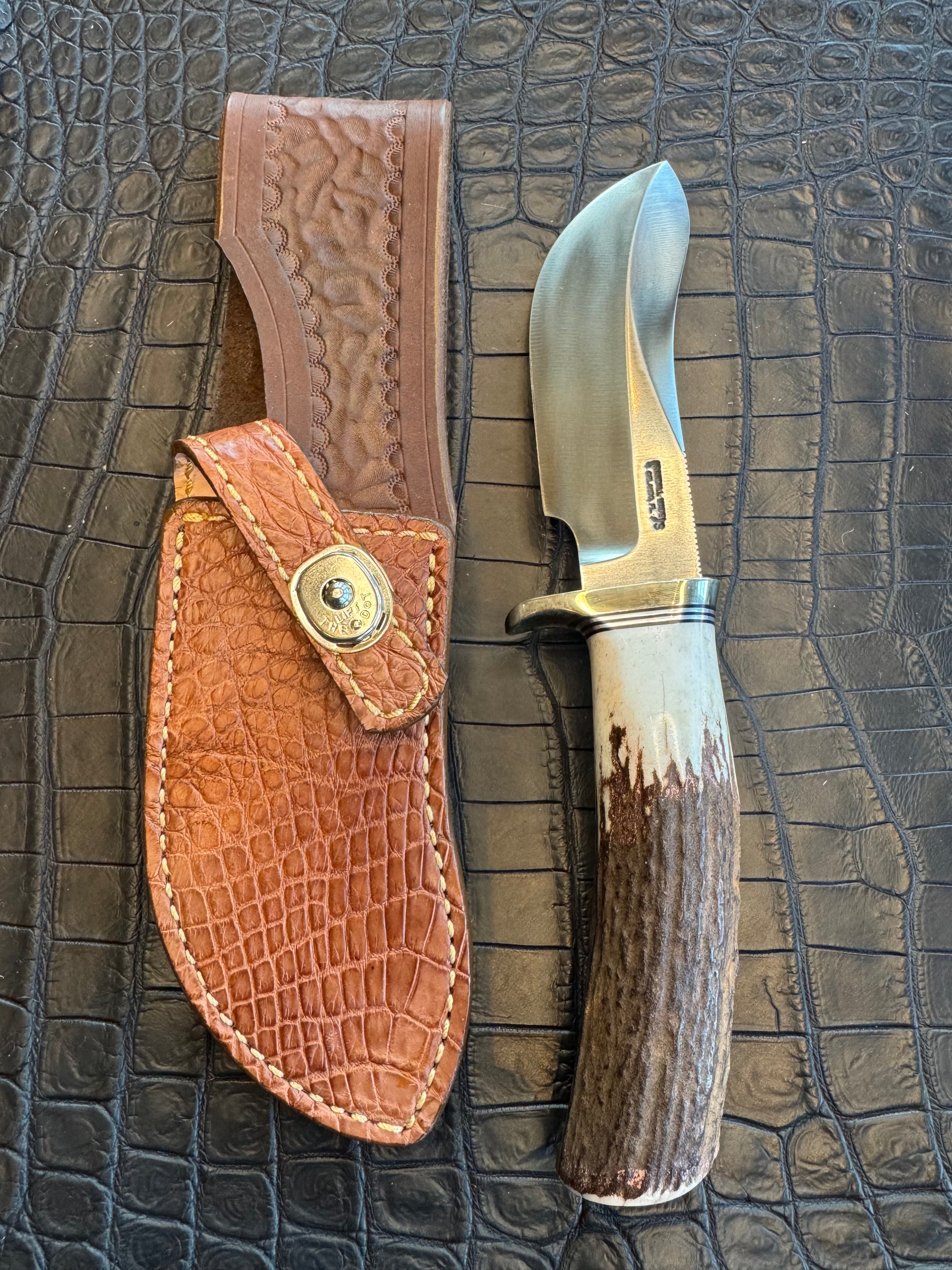Randall Model Bowles Special Sheath in Exotic Tan Crocodile Skin from Treeman. Sheath only