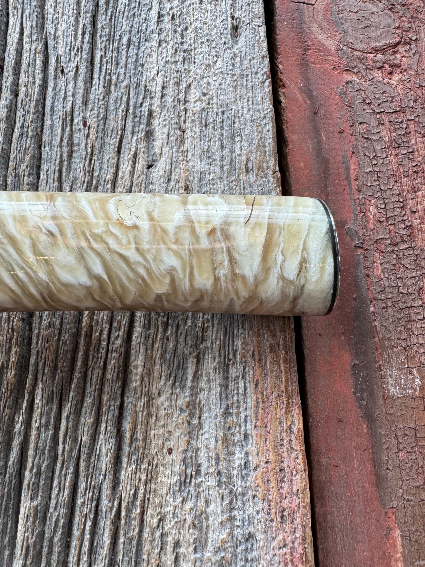 Randall Model 1-7 in Musk Ox. Nickel Silver Hilt and butt plate Black and Aluminum spacers, stainless steel blade.