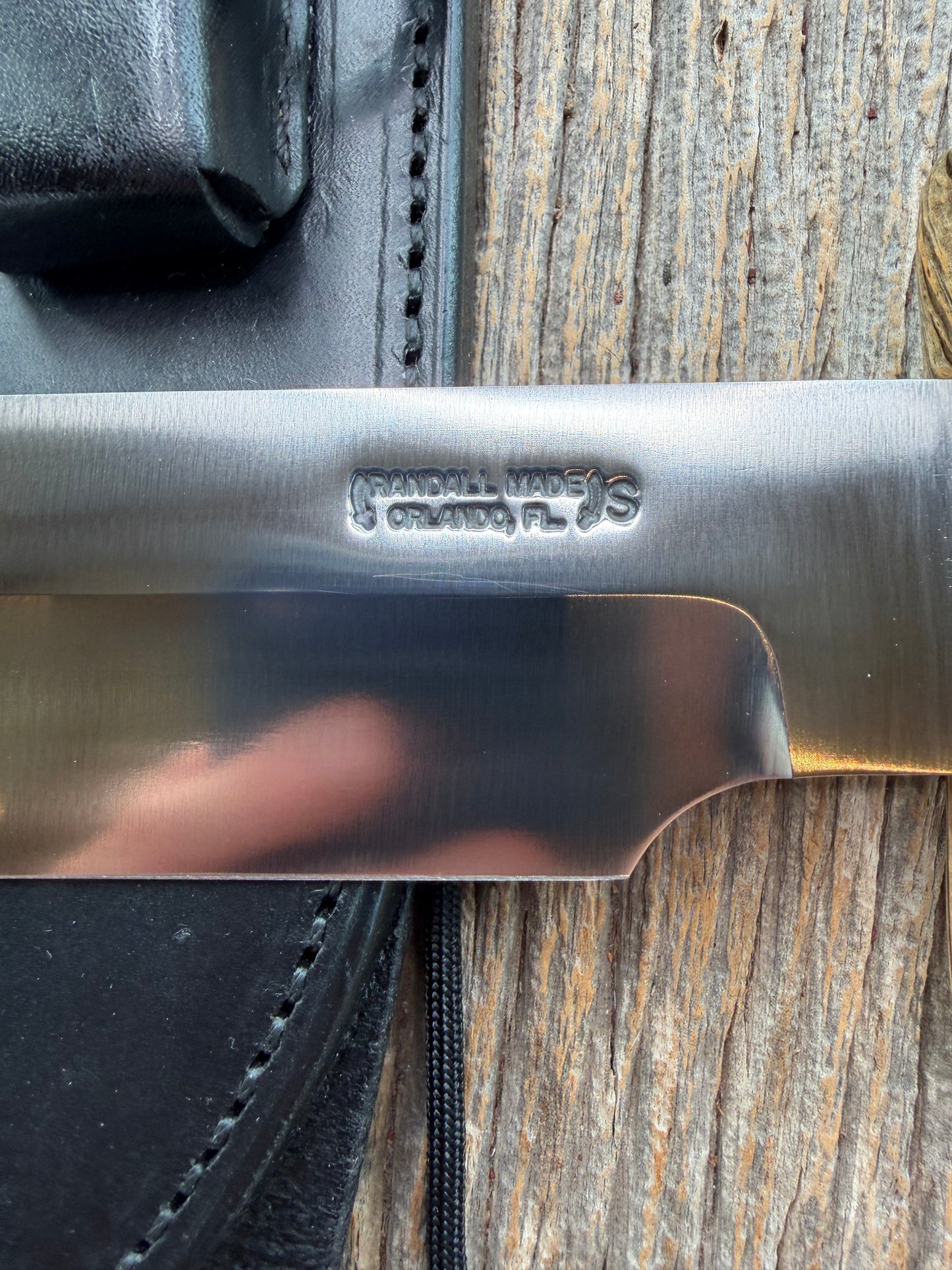 New in Paper Randall Knife 12-9 Spalted Maple wood handle, Double Brass Hilt + Crows Beak Butt Cap, Stainless Steel.