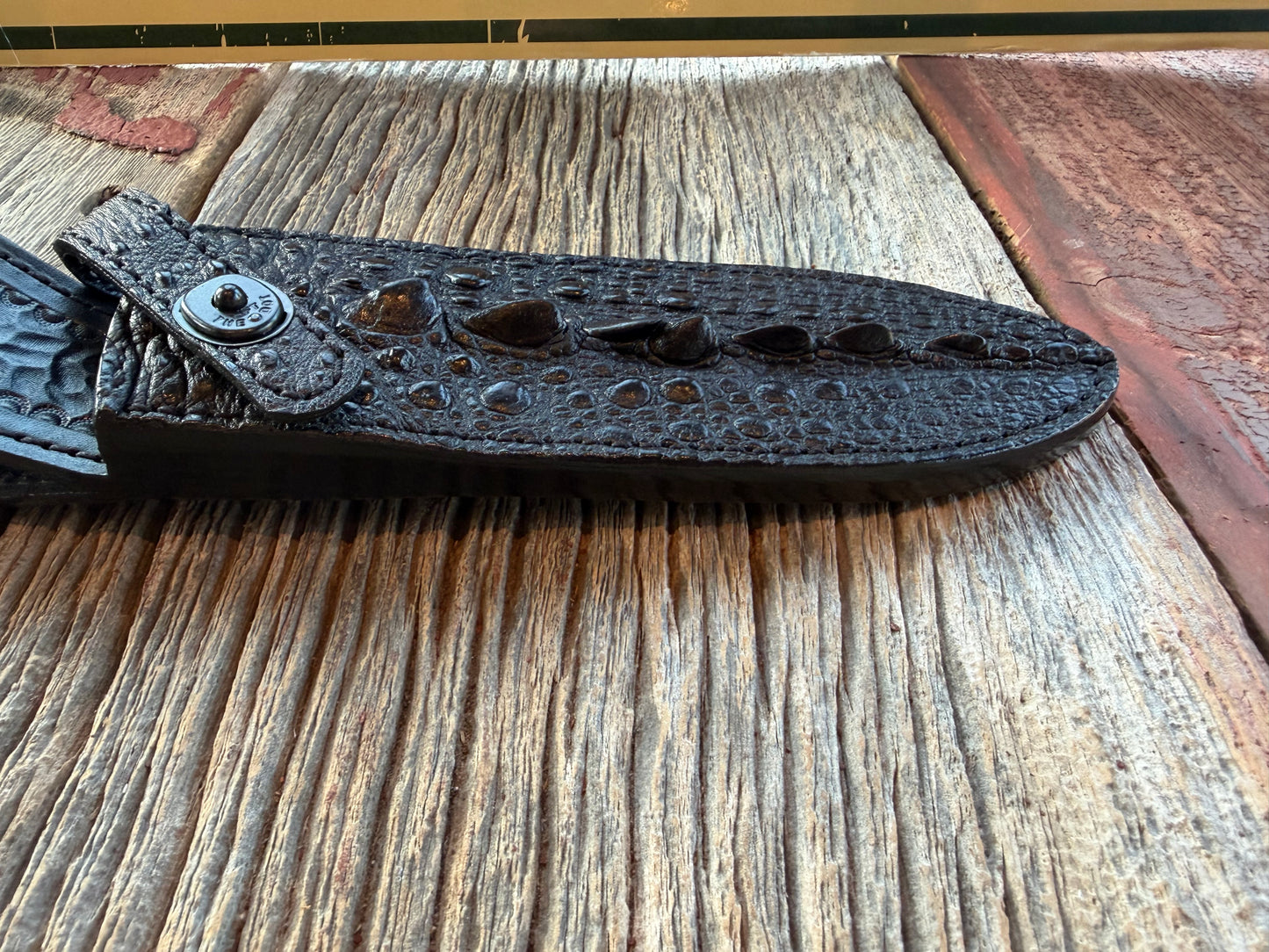 Randall Model Dealer Clinton Special in Exotic Black Snapping Turtle Horned/Dragon Tail Sheath from Treeman. New version with a Black Canteen Snap. My only one.