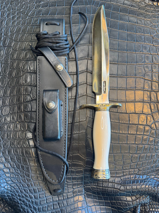 Randall Model 1-8 in Elephant Ivory, Gold and Silver Engraved, Nickel Silver Hilt and Butt cap.