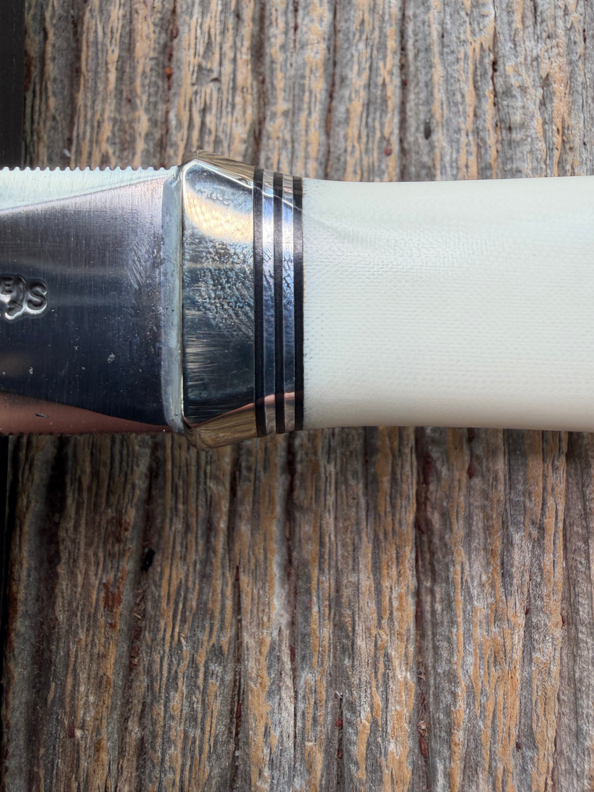 Nice Randall Model “Gambler” 4 Inch in Ivorite Nickel hilt, Stainless, black and aluminum spacers.