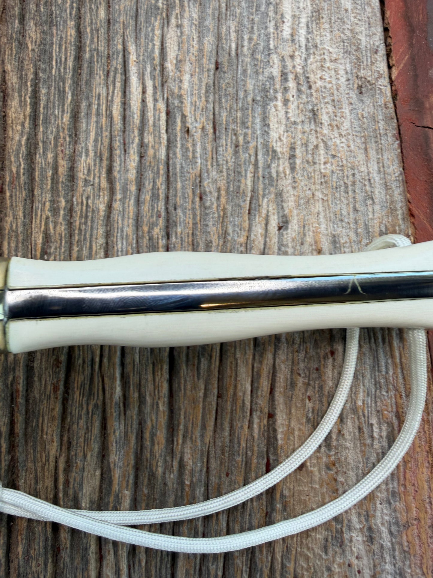Randall Model 15-5 1/2 Airman White Ivorite Handle Stainless Nickel Silver Hilt Sawteeth Lanyard